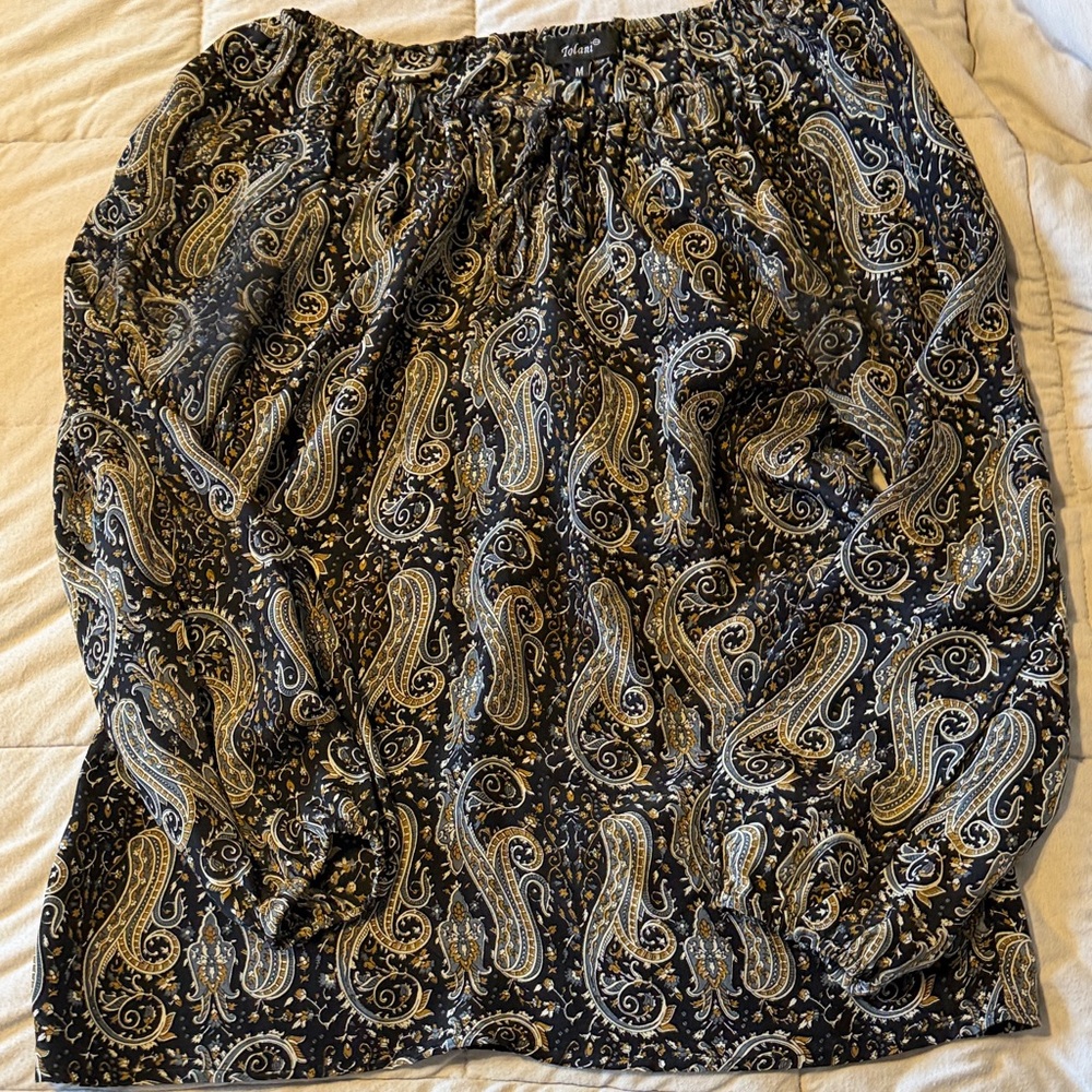 Tolani A-Line Skirt with Paisley in Black and Cream
